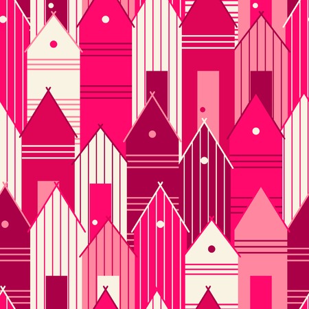 Pink houses. Seamless patternのイラスト素材