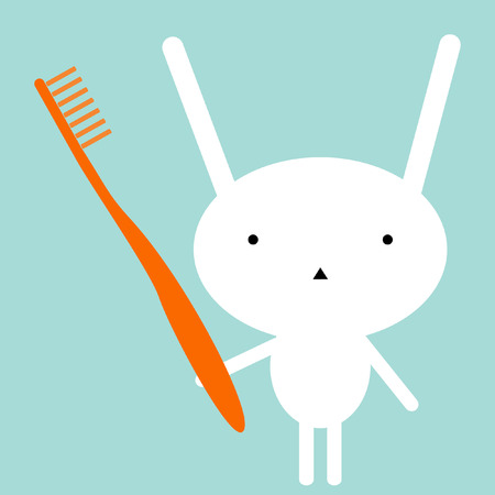 Bunny with a toothbrushのイラスト素材