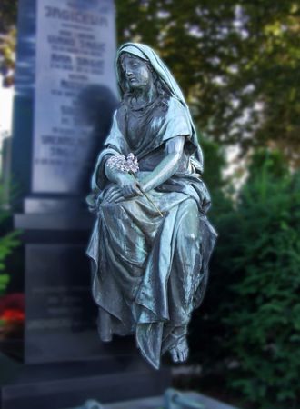 Saint Mary statue on graveyard in Varazdin, Croatiaの写真素材