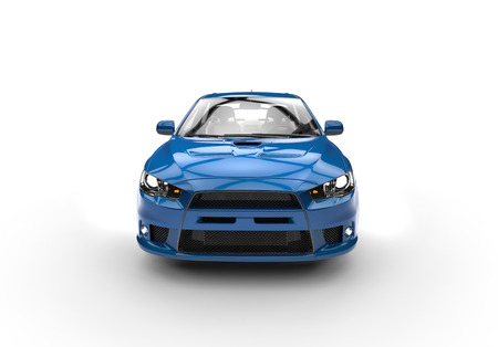 Blue race car side view frontの写真素材