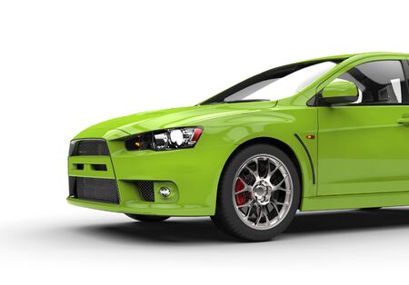 Bright green race car front sideの写真素材