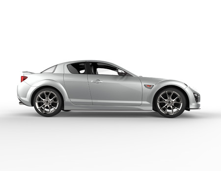 Silver race car side viewの写真素材