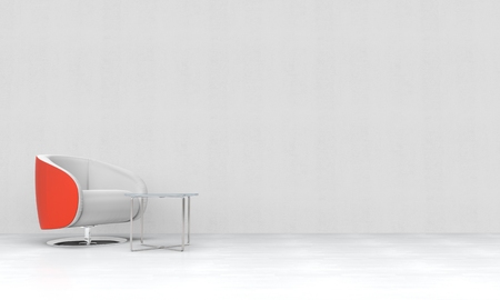 Red-white armchair in white roomの写真素材