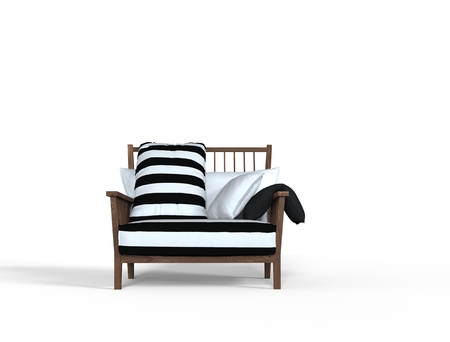 Nice black and white pattern armchairの写真素材