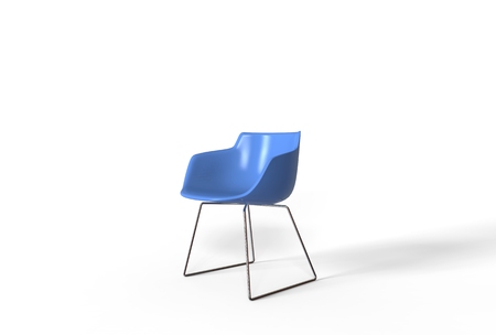 Simple blue plastic chairの写真素材