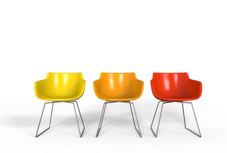 Simple plastic chairs - warm colorsの写真素材
