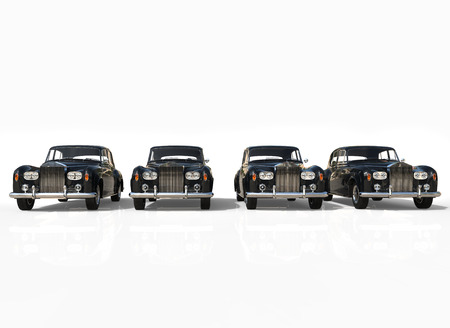 Four classic cars black front