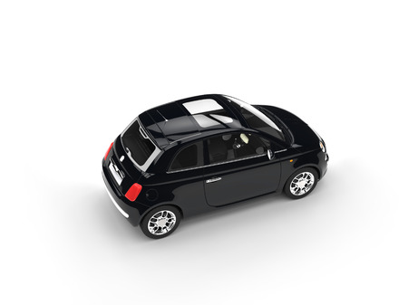 Small black economic car top perspectiveの写真素材