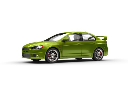 Metallic green race carの写真素材