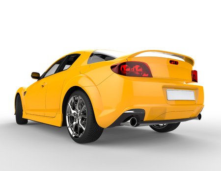 Bright yellow race car front side taillightsの写真素材
