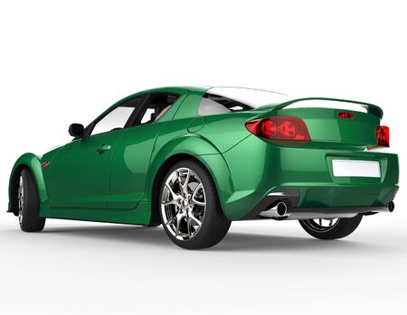 Metallic green car back viewの写真素材