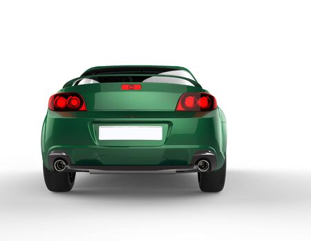 Metallic green car back view - taillightsの写真素材