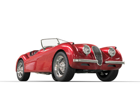 Red vintage car on white background, image shot in ultra high resolution.の写真素材