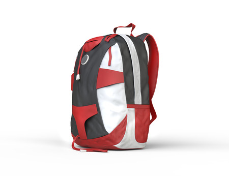 Red backpack on white background, image shot in ultra high resolution.の写真素材