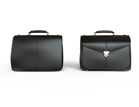 Black leather business briefcase on white background, image shot in ultra high resolution.の写真素材