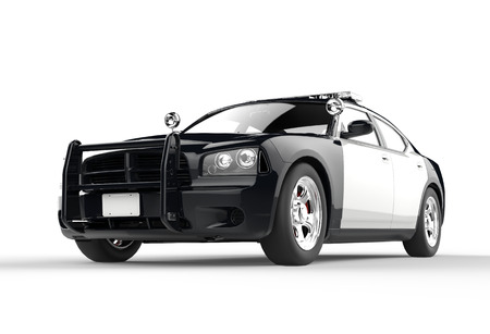 Police car without decals on white background, image shot in ultra high resolution.の写真素材