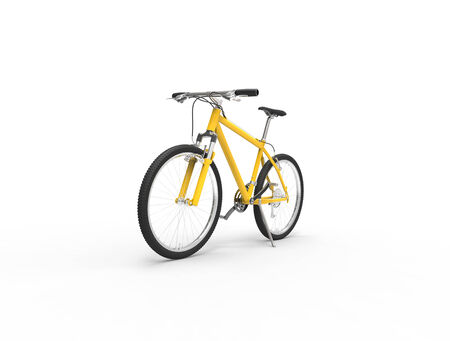 Yellow mountain bike on white background, image shot in ultra high resolution.の写真素材