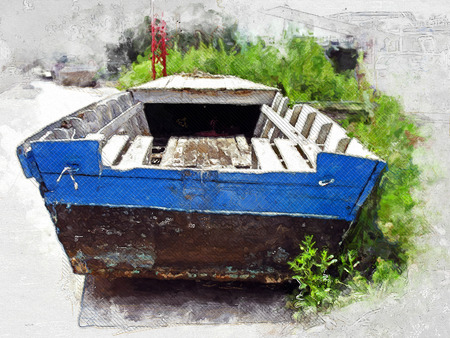 Old River Boat - Illustrationの写真素材
