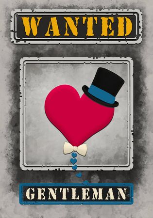 Wanted Gentleman Poster Illustrationの写真素材
