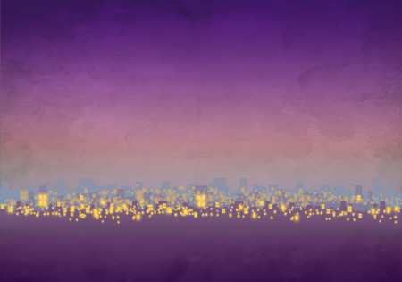 Cartoony Skyline Background at sunset_01の写真素材