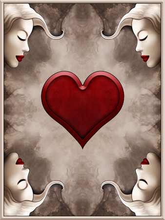 Queen of Hearts Card Illustrationの写真素材