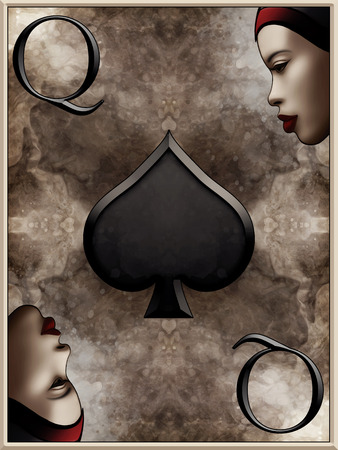 Queen of Spades Card Illustrationの写真素材