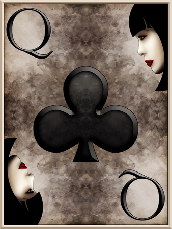 Queen of Clubs Card Illustrationの写真素材