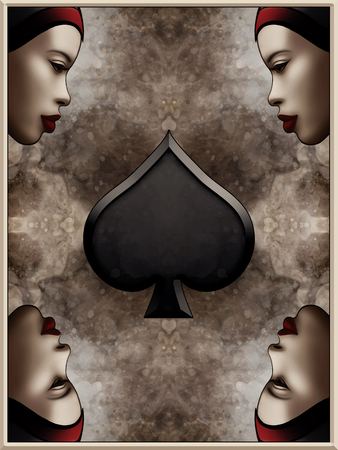 Queen of Spades Card Illustrationの写真素材