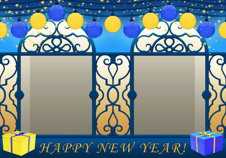 Happy New Year in blue and yellowの写真素材