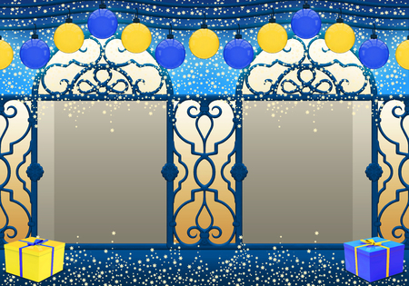 Happy New Year in blue and yellowの写真素材