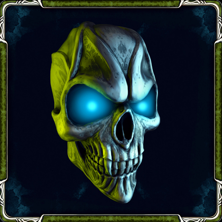 Skull with glowing blue eyesの写真素材