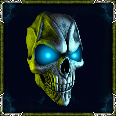 Skull with glowing blue eyes