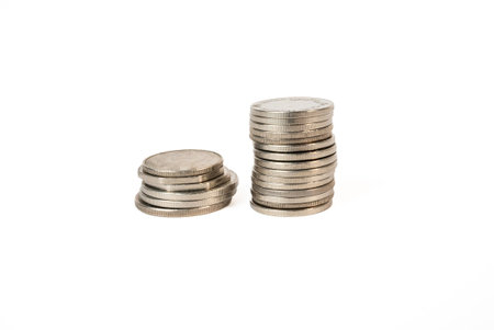 Simple stack of silver coins symbolizing money, savings, and personal finance. Perfect for economy...