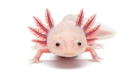 Cute Pink Axolotl Full Body on White Background. High quality photoの素材