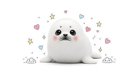 Soft and playful kawaii illustration ideal for children, stickers, and cheerful design projects. High quality photoの素材