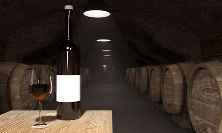 dark wine cellar with average spare of the product