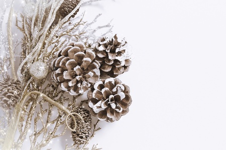 Christmas ball baubles with silver decoration, isolatedの写真素材