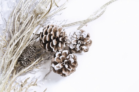 Christmas ball baubles with silver decoration, isolatedの写真素材