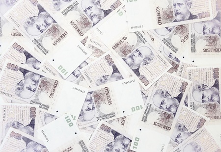 Background of Argentinean pesos of the hundred billsの写真素材