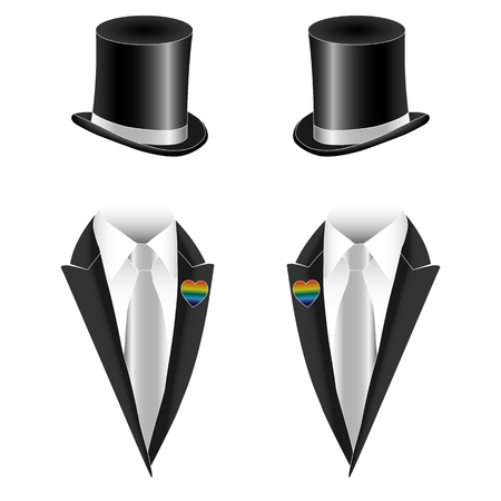 Vector illustration of gay homosexual couple marriage, non-traditional sexual orientationのイラスト素材