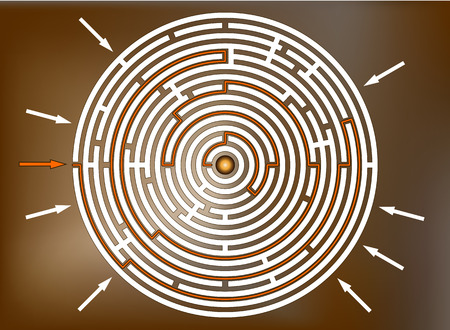 Reaching the goal in circular labyrinth, brownのイラスト素材