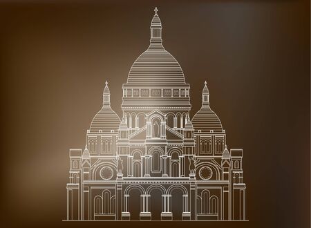 The sacred basilica Sacre Coeur in France. Famous symbol of Parisのイラスト素材