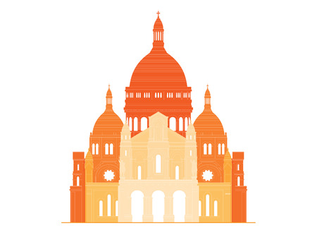 The sacred basilica Sacre Coeur in France. Famous symbol of Parisのイラスト素材