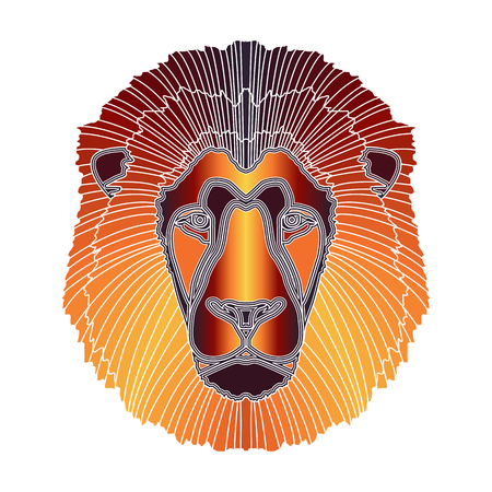 Bright colorful lion head, zodiac Leo sign for astrological predestination and horoscopeのイラスト素材