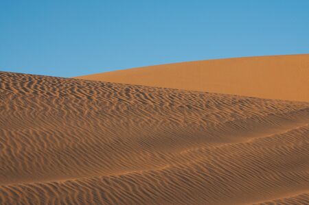 Golden sand in Sahara desert in Egypt, dry and isolated landscapeの写真素材