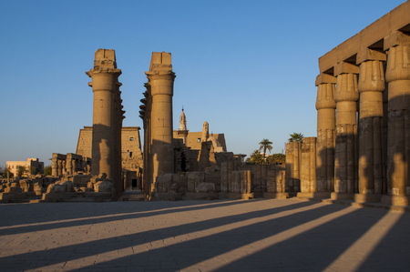 Famous Luxor temple complex in the evening, Egyptの写真素材