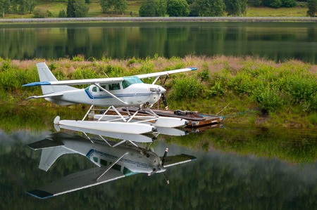 Hydroplane near the ramp on the lake in Norwayの写真素材