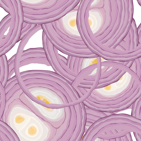 Sliced red onion rings on white backgroundのイラスト素材