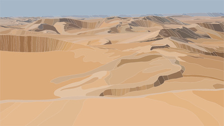 Desert sand dunes realistic vector illustration landscapeのイラスト素材