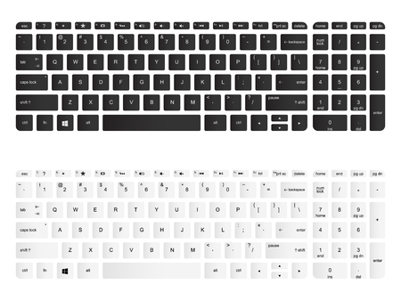 Computer keyboard vector isolated illustration. Black and white, top viewのイラスト素材